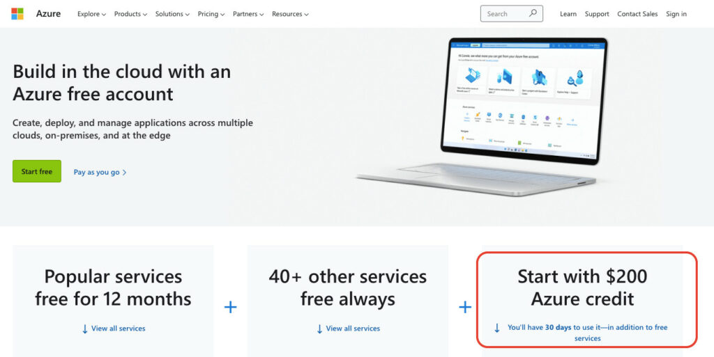 Microsoft Azure: Free Credits Incentive