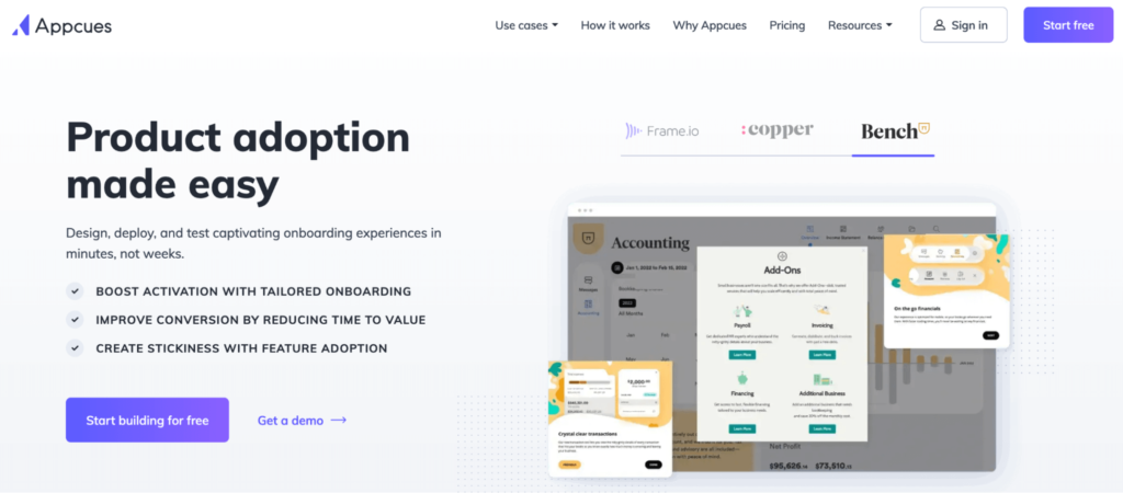 Appcues homepage: Product adoption made easy