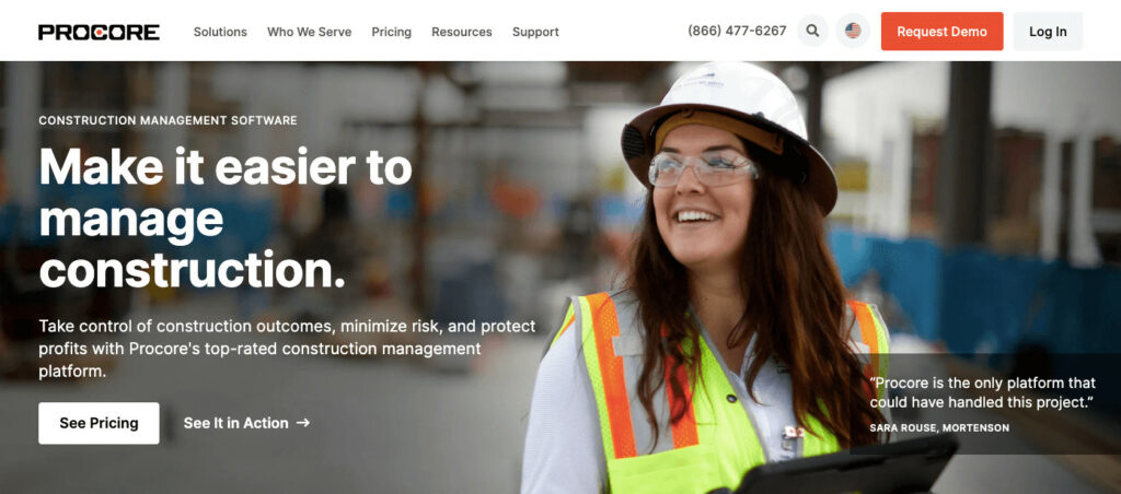 Procore homepage: Make it easier to manage construction.