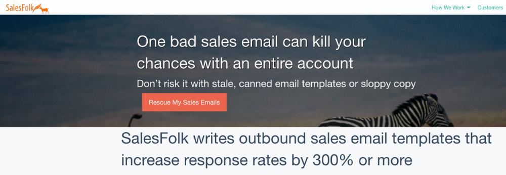 SaaS marketing agency website homepage for SalesFolk