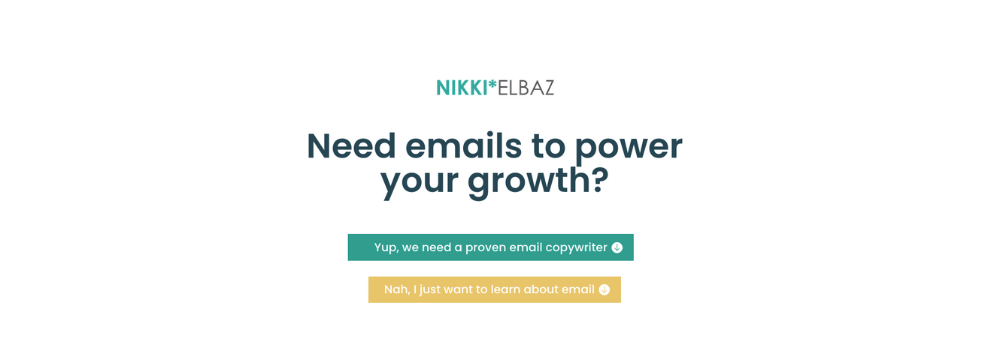 SaaS marketing consultant website homepage for Nikki Elbaz