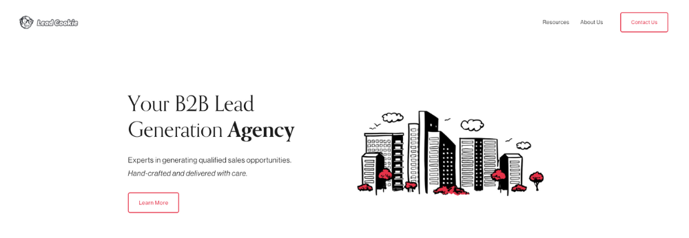SaaS marketing agency website homepage for LeadCookie