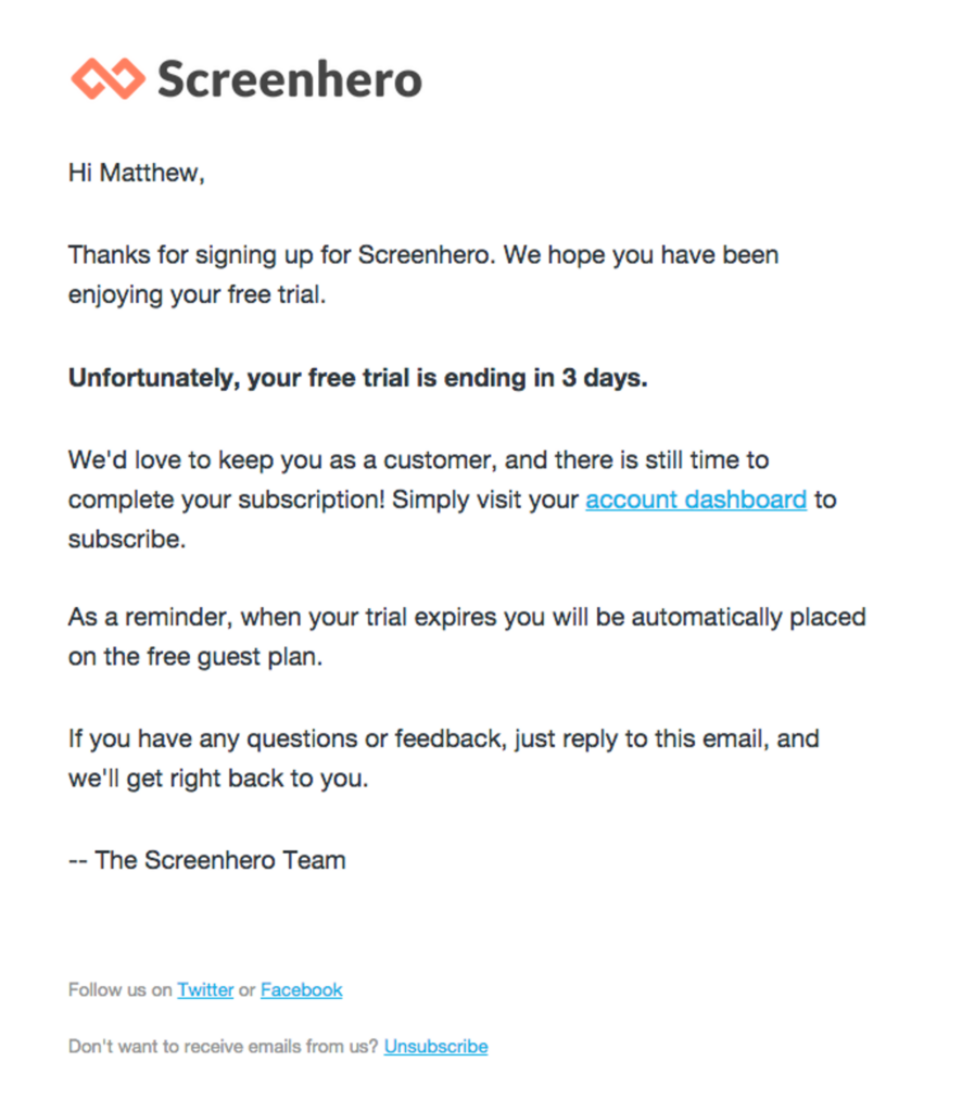 how screenhero uses emails fort heir onboarding experience
