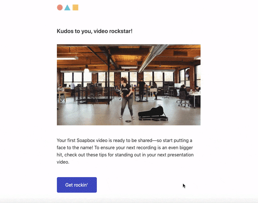 how Wistia uses a gif in their welcoming 